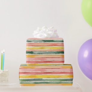 Groen Geel Rood Roze Strepen Verjaardag Cadeaupapier