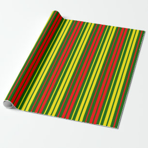 Groen Geel Rood Verticaal Strepen Design Cadeaupapier
