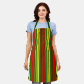 Groen Geel Rood Verticaal Strepen Design Schort (Gedragen)