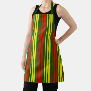 Groen Geel Rood Verticaal Strepen Design   Schort