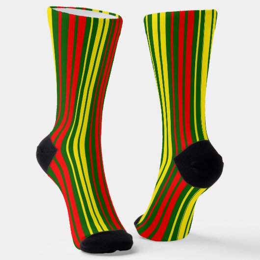 Groen Geel Rood Verticaal Strepen Design   Sokken (Gebogen)