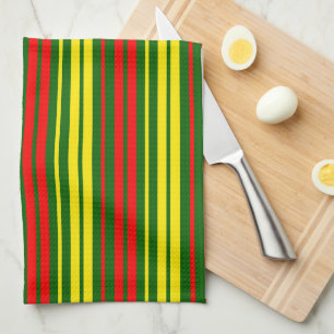 Groen Geel Rood Verticaal Strepen Design Theedoek