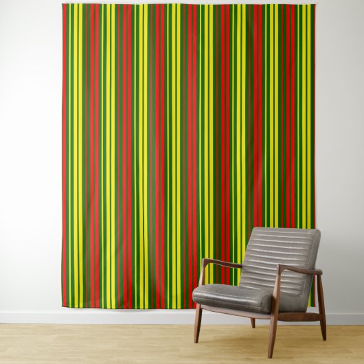 Groen Geel Rood Verticaal Strepen Design Wandkleed (In situ)