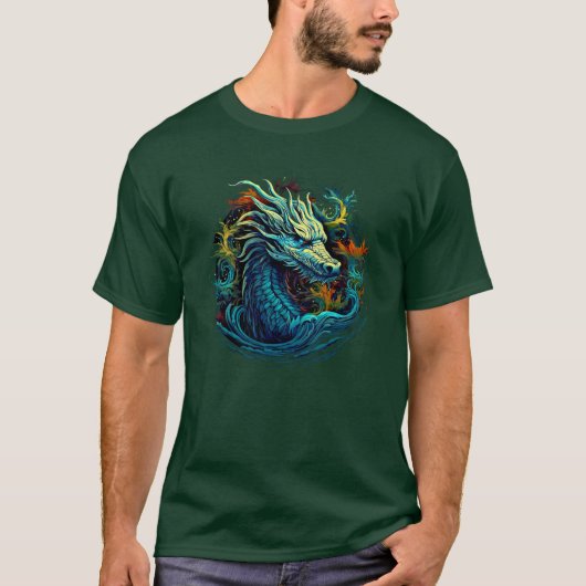 Groen Geel Rood Zee Dragon T-shirt (Voorkant)