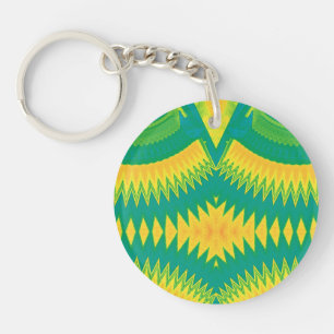 Groen Geel Sinaasappel Bright Circular Acrylic ~ Sleutelhanger