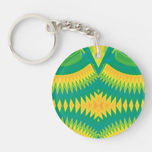 Groen Geel Sinaasappel Bright Circular Acrylic ~ Sleutelhanger (Voorkant)