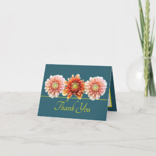 Groen Geel Sinaasappel Dahlia Chic Boeket Bedankt Kaart