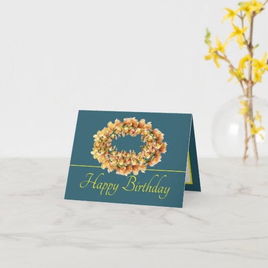Groen Geel Sinaasappel Orchidee Flower Happy Birth Kaart (Gele Bloem)