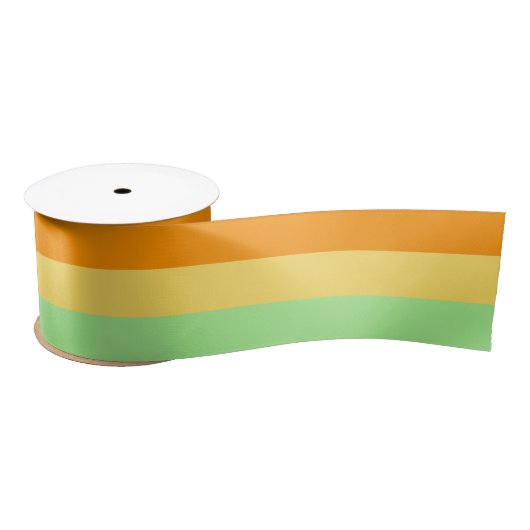 Groen Geel Sinaasappel Vibrant Stripes Gift Wrap Satijnen Lint (Spoel)
