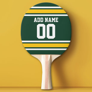 Groen Geel Sporten Voetbalshirt Naam Nummer Tafeltennisbatje
