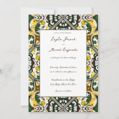 Groen geel  Talavera tegel bruiloft Kaart (Voorkant)