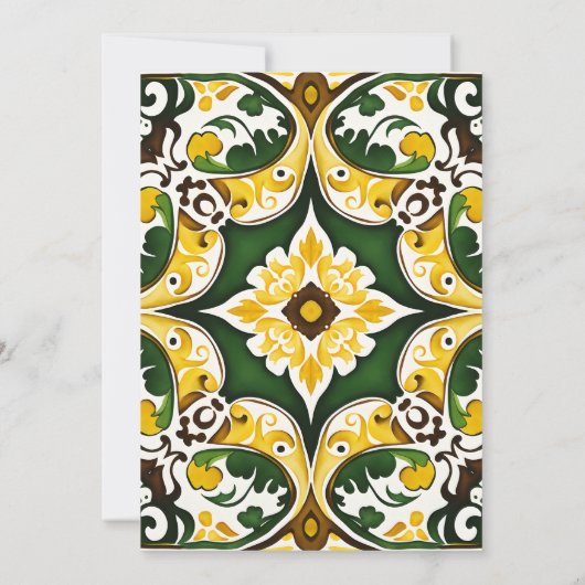 Groen geel  Talavera tegel bruiloft Kaart (Achterkant)