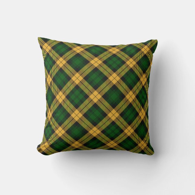 Groen geel Tartan Plaid Argyle patroon Kussen (Voorkant)