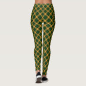 Groen geel Tartan Plaid Argyle patroon Leggings (Achterkant)