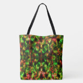 Groen, geel tot rood met veren. tote bag (Achterkant)