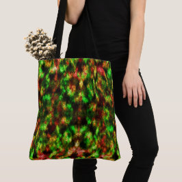 Groen, geel tot rood met veren. tote bag