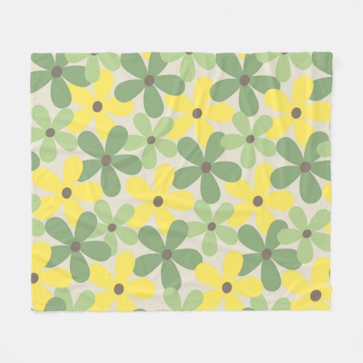 Groen Geel Tropische Bloemen Botanische Zomer Fleece Deken (Voorkant (Horizontaal))