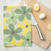 Groen Geel Tropische Bloemen Botanische Zomer Theedoek (Quarter Fold)