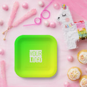 Groen geel verloop - uw logo papieren bordje (Feest)