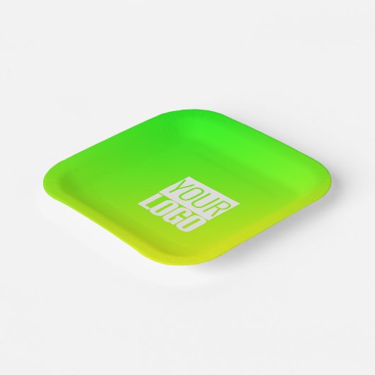 Groen geel verloop - uw logo papieren bordje (Gebogen)