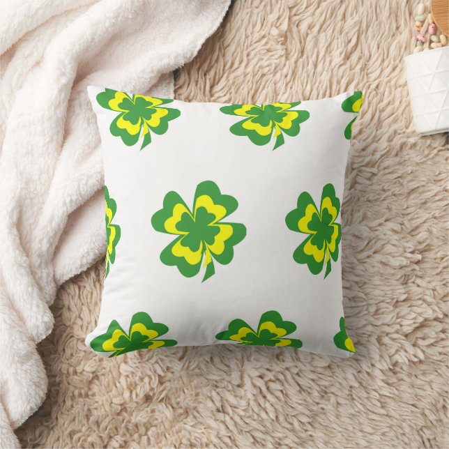 Groen Geel Vier Leaf Clover Minimal Kussen (Deken)