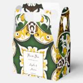 Groen geel vintage mediterraan tegelhuwelijk bedankdoosjes (Geopend)