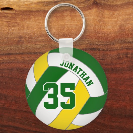groen geel volleybalnummer naam jersey nummer sleutelhanger (Achterkant)