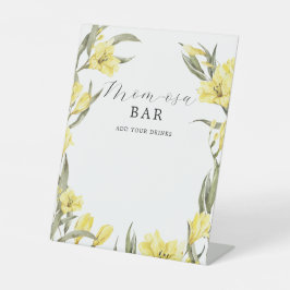 Groen Geel Waterverf Bloemen Mom-osa Bar Reclamebord Met Voetstuk