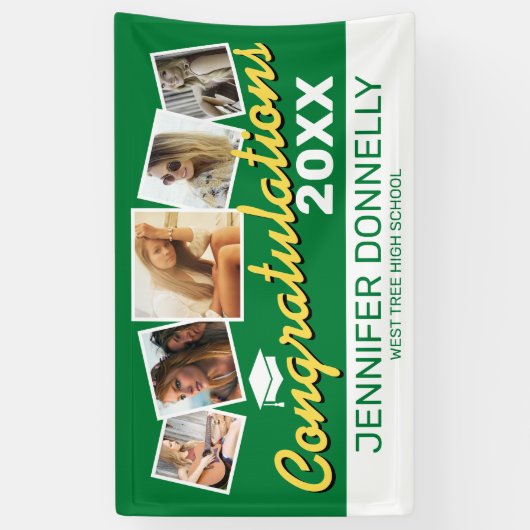 Groen Geel Wit 2025 Afstudeerfeest Spandoek (Verticaal)