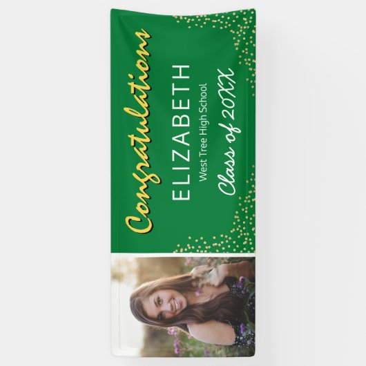 Groen Geel Wit 2025 Afstuderen Foto Spandoek (Verticaal)