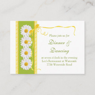 Groen Geel Wit Daisy bruiloft receptie Kaart