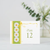 Groen Geel Wit Daisy Trouwtafel Nummer Kaart (Staand voorkant)