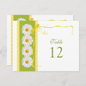 Groen Geel Wit Daisy Trouwtafel Nummer Kaart (Voorkant / Achterkant)