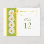 Groen Geel Wit Daisy Trouwtafel Nummer Kaart (Voorkant)