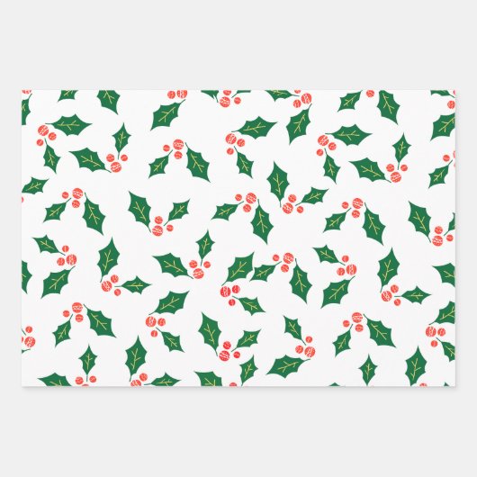 Groen Geel Wit Rood Mistletoe patroon Inpakpapier Vel (Voorkant 3)