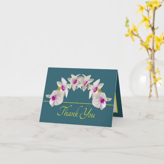 Groen Geel Wit Roze Orchidee Boeket Dank u Kaart (Gele Bloem)