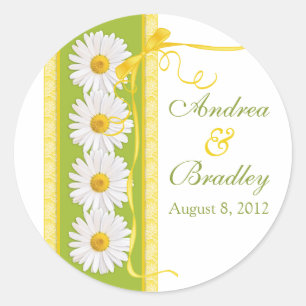 Groen Geel Wit Shasta Daisy Bruiloft Sticker