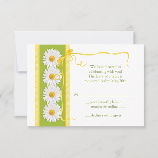 Groen Geel Witte Madeliefjes Kleine Trouw Antwoord (Voorkant)