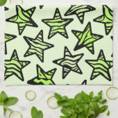 Groen geel zebraprint sterren theedoek (Gevouwen)