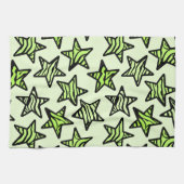 Groen geel zebraprint sterren theedoek (Horizontaal)