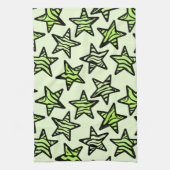 Groen geel zebraprint sterren theedoek (Verticaal)