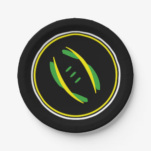Groen/Geel/Zwart Artistiek Football 7"Borden Papieren Bordje