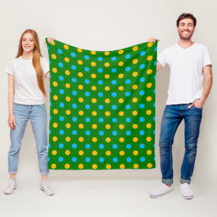 Groen Geel Zwart Stippen Design  Fleece Deken