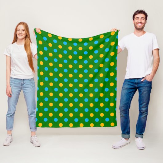 Groen Geel Zwart Stippen Design Fleece Deken (In situ)
