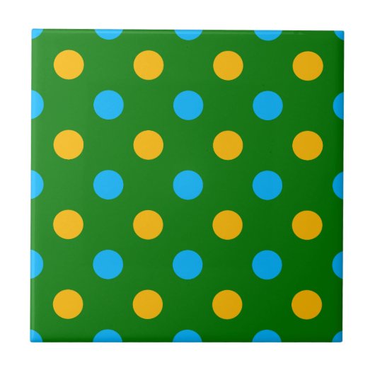 Groen Geel Zwart Stippen Design Tegeltje (Voorkant)