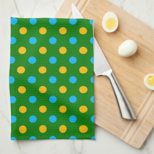 Groen Geel Zwart Stippen Design  Theedoek