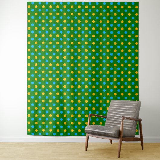 Groen Geel Zwart Stippen Design Wandkleed (In situ)