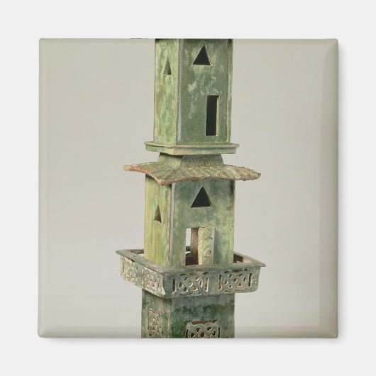 Groen geglazuurd model van een toren magneet (Voorkant)