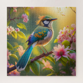Groen Gehoornde Teal Gevleugelde Fantasie Vogel Legpuzzel