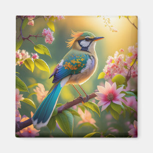 Groen Gehoornde Teal Gevleugelde Fantasie Vogel Magneet